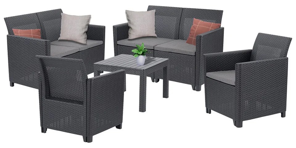 Set de mobilier de grădină Claire VI cu 6 locuri și masă Orlando, grafit
