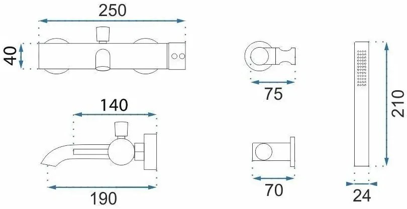 Baterie pentru cada Rea Lungo Grip Brush Copper