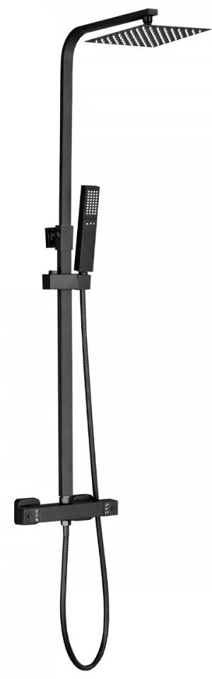 Set de duș Mazama Black cu baterie termostatică