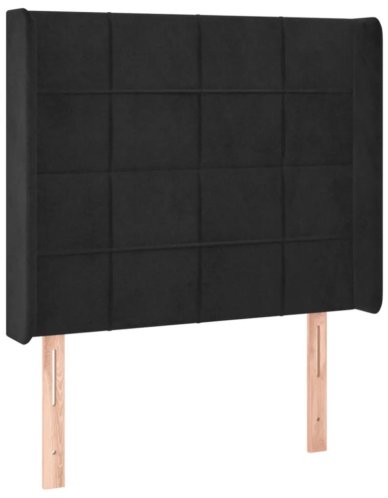 Tablie de pat cu LED, negru, 103x16x118 128 cm, catifea 1, Negru, 103 x 16 x 118 128 cm