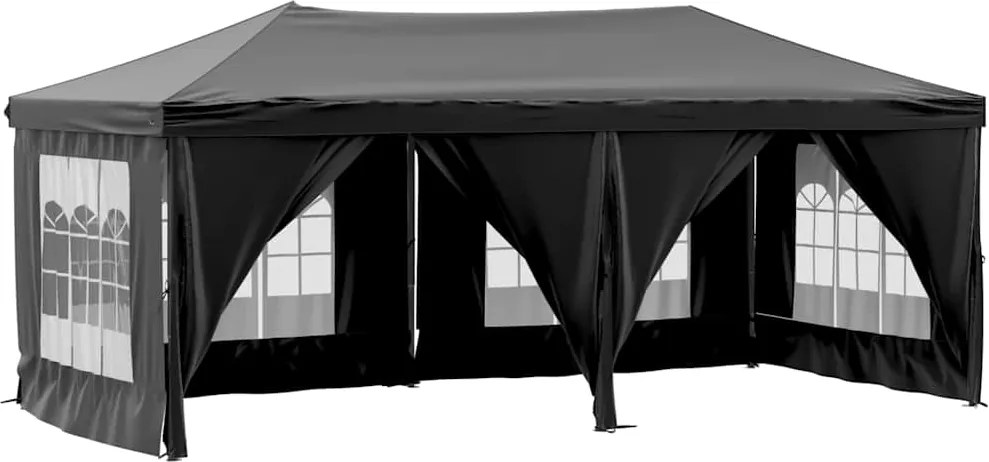 vidaXL Cort pliabil pentru petrecere, pereți laterali, negru, 3x6 m