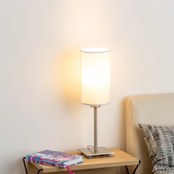 Eglo - LED lampă de masă TUNJA 1xE27/60W/230V 26,5 cm crom mat/alb