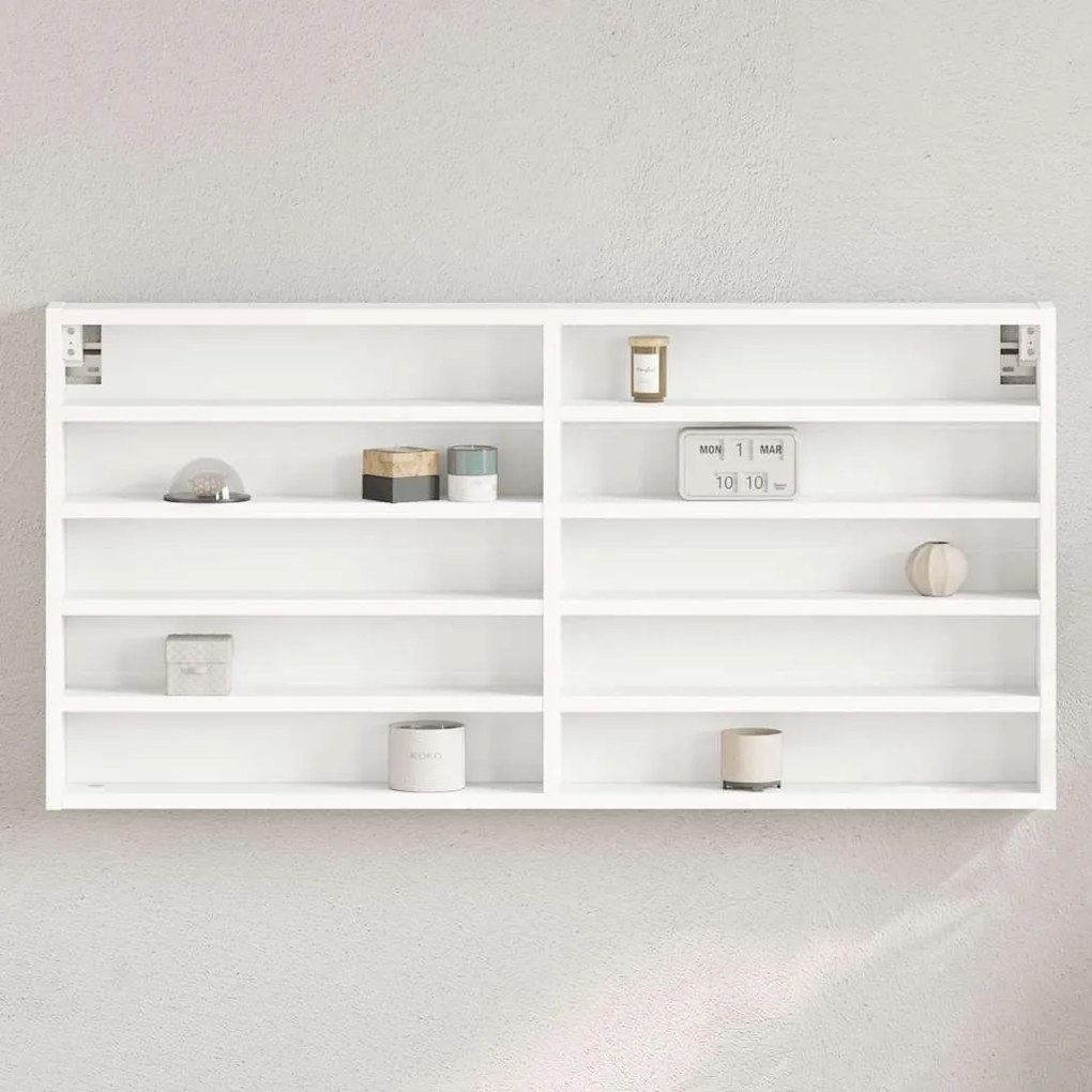 vidaXL Dulap cu vitrină, alb, 100x8,5x50 cm, lemn prelucrat