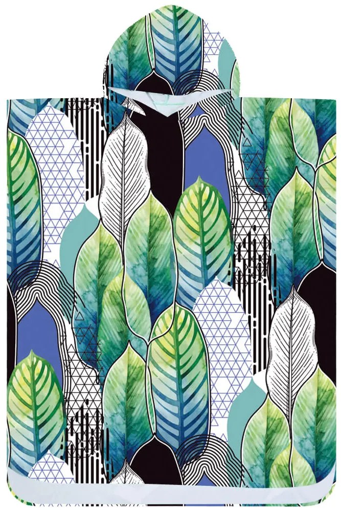 Poncho prosop de plaja FEATHER verde-albastru 80x145 cm