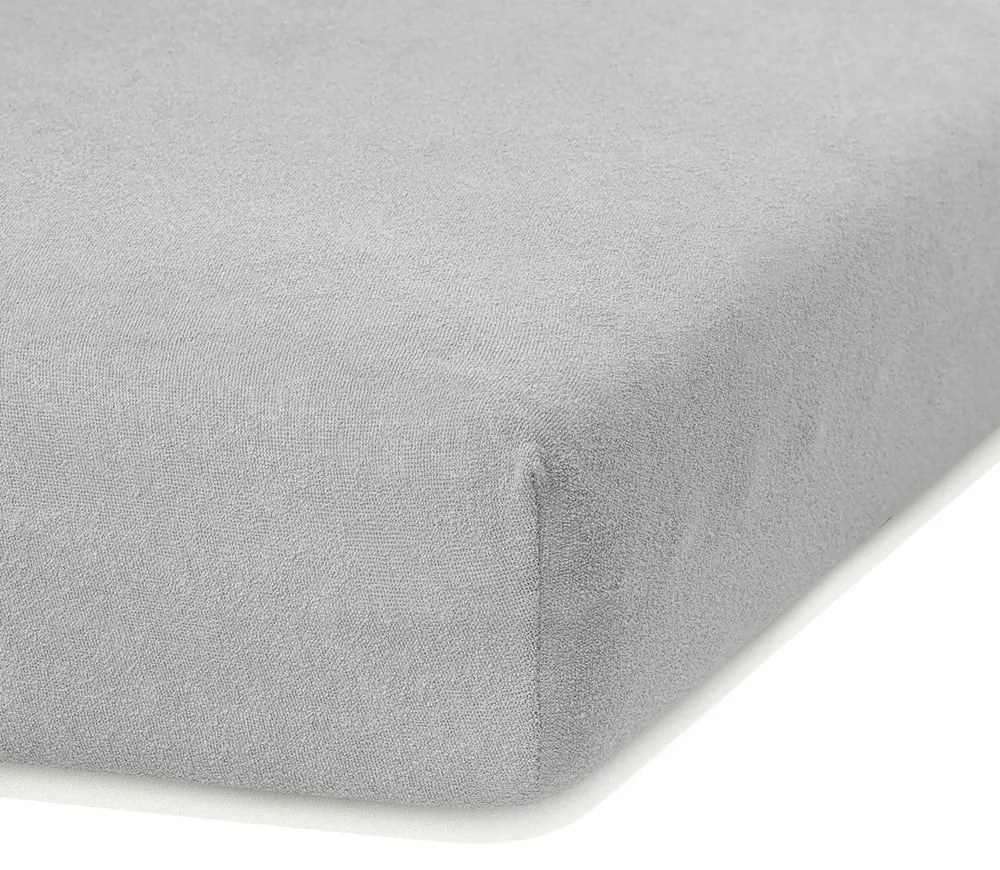 Cearceaf gri deschis din frotir cu elastic 140x200 cm Ruby – AmeliaHome