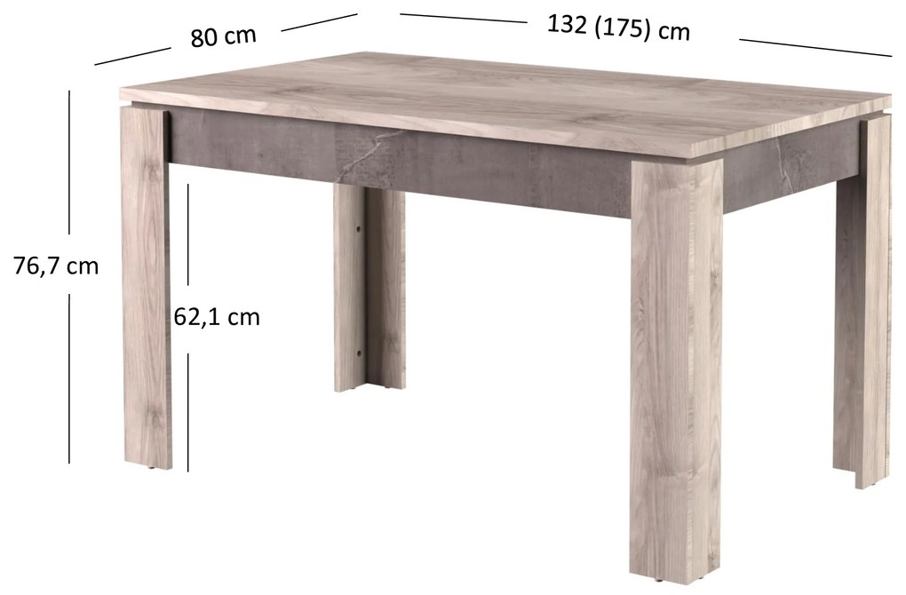 Masă de sufragerie extensibilă (pentru 4 6 persoane) Mebel Bos Jolene (castan nairobi + onyx). 1052989