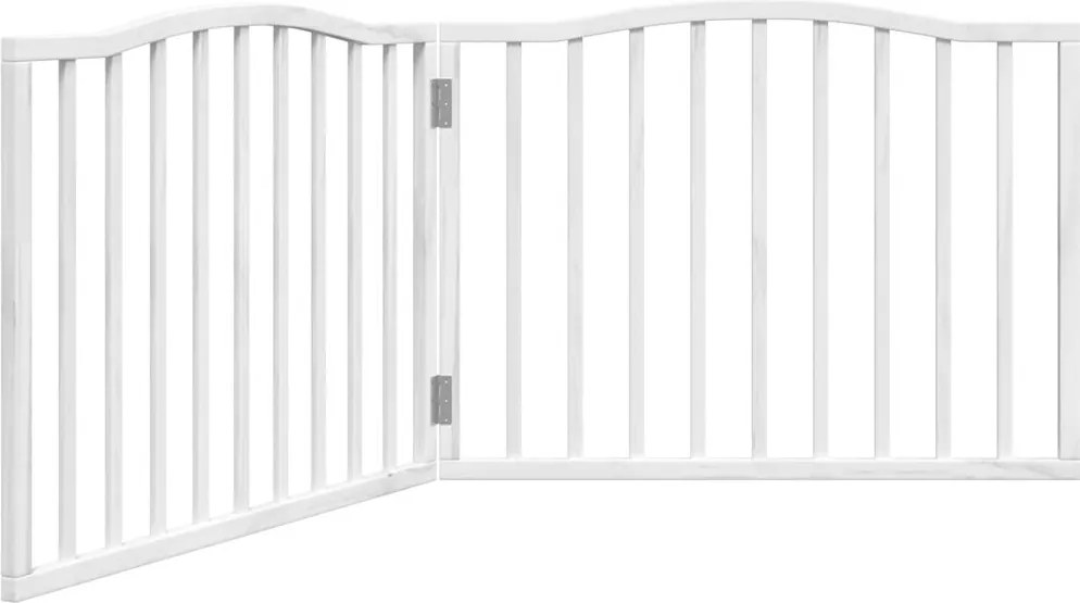 vidaXL Poartă pentru câini pliabilă, 2 panouri, alb, 160 cm, lemn plop