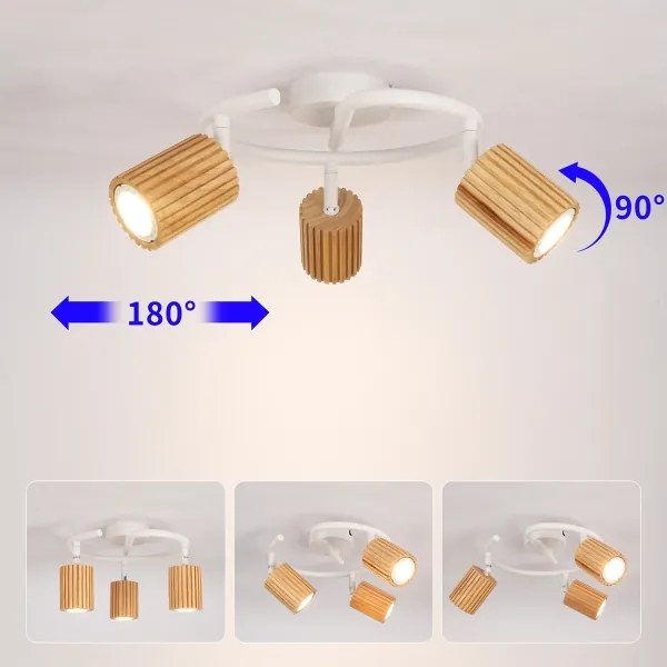 Brilagi - Corp de iluminat cu spoturi MODERN WOOD 3xGU10/8W/230V lemn/alb