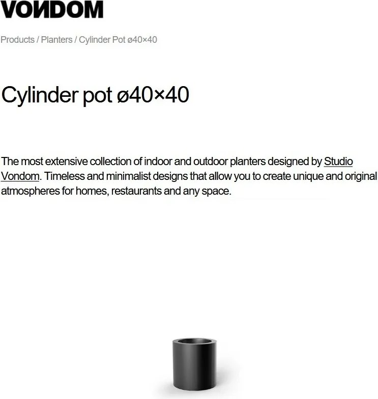 Ghiveci plante design decorativ modern exterior / interior CYLINDER POT 40x40cm