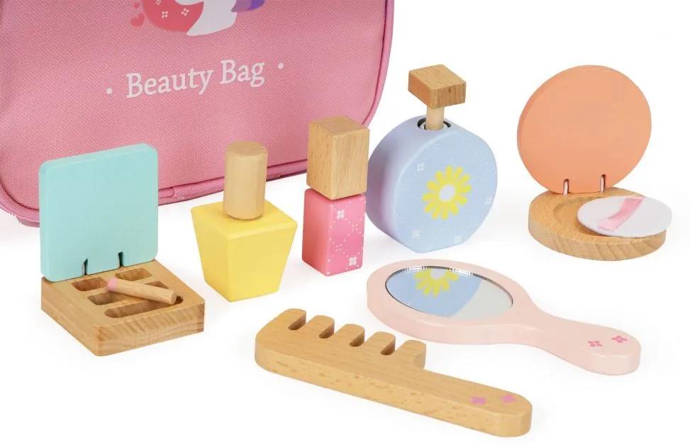 Set de produse cosmetice din lemn pentru copii cu geantă UNICORN