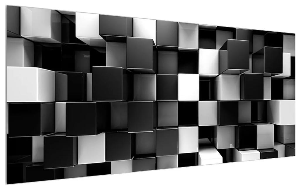 Tablou abstract albnegru - zaruri (120x50 cm), în 40 de alte dimensiuni noi