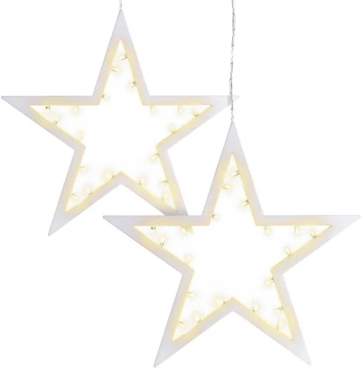 Set de stele, 2 bucăți, 20 LED-uri, alb cald