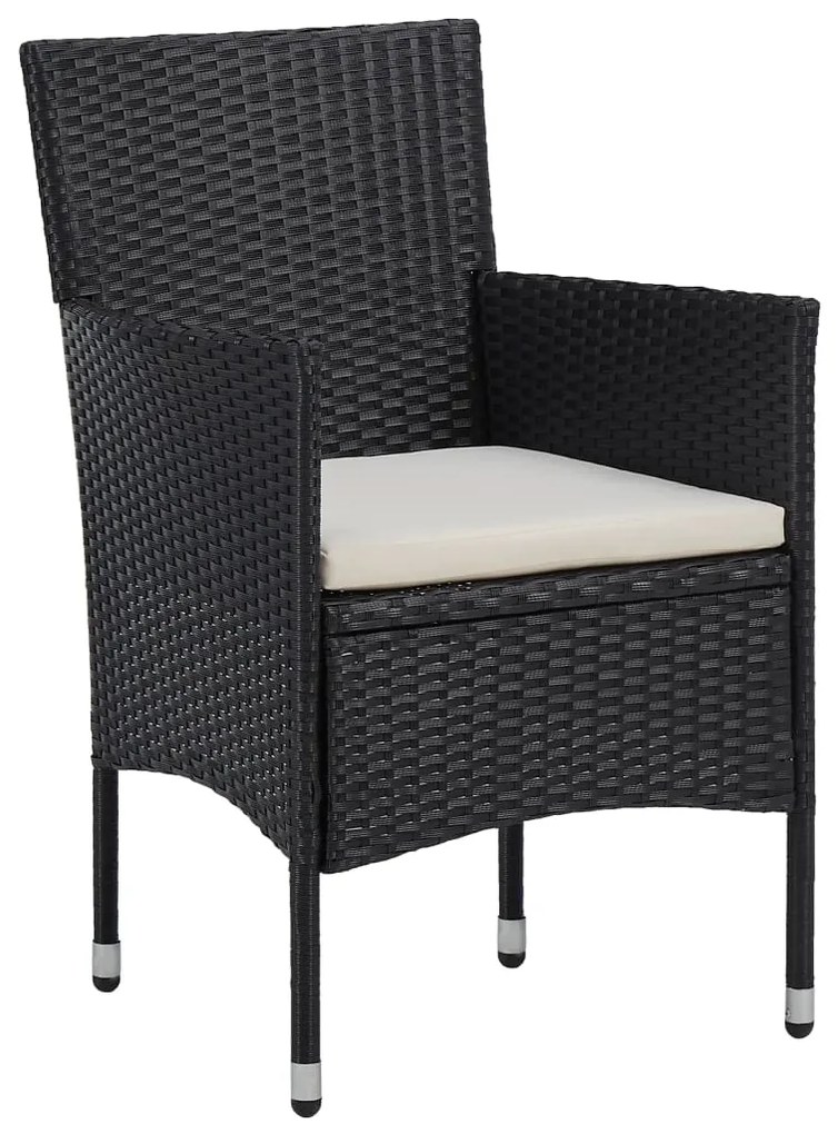 Set de mobilier pentru gradina, 3 piese, negru, poliratan Negru, 1