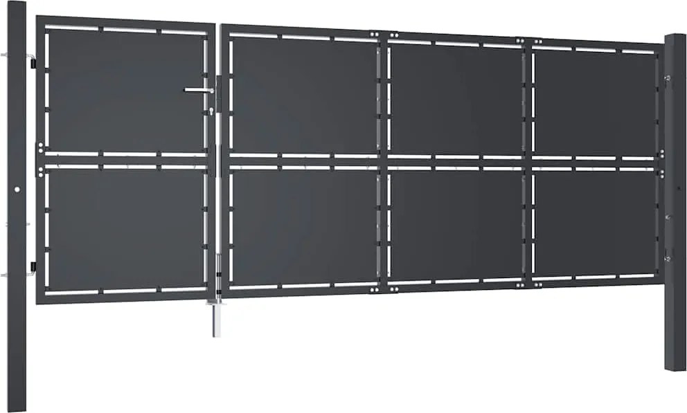 vidaXL Poartă de grădină din oțel 350x125 cm antracit