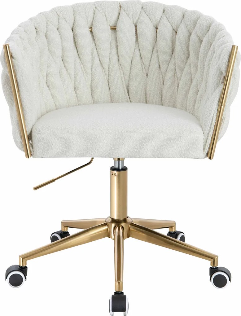 HR750K Scaun Crem Boucle cu Bază Aurie