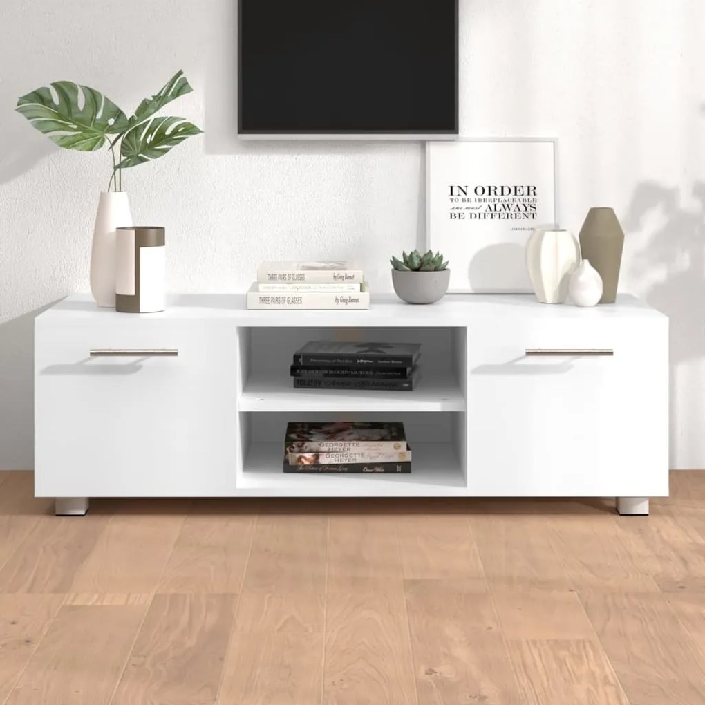 340620 vidaXL Comodă TV, alb, 110x40x35 cm, lemn prelucrat