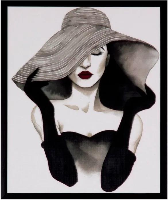 Tablou alb/negru din MDF si polistiren 25x30 cm Woman Somcasa