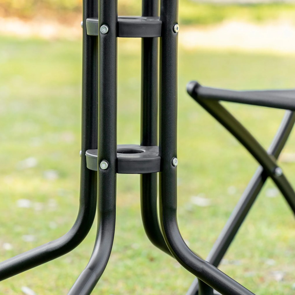 Set de Gradina din 3 Piese din Metal Outsunny, Salon in aer liber cu 2 Scaune Pliante si Masuta pentru Terasa si Bistro, Negru