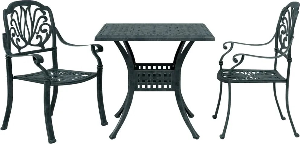 vidaXL Set bistro din 3 piese, cadru din aluminiu, Verde