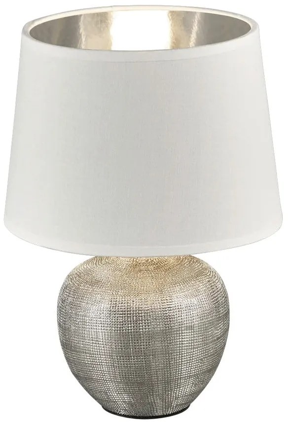 Veioză din ceramică și pânză Trio Luxor, înălțime 26 cm, alb