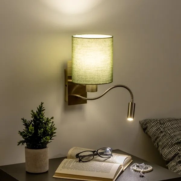 Lampă LED de perete Brilagi NUBILA 1xE27/25W/230V + LED/3W alamă/verde