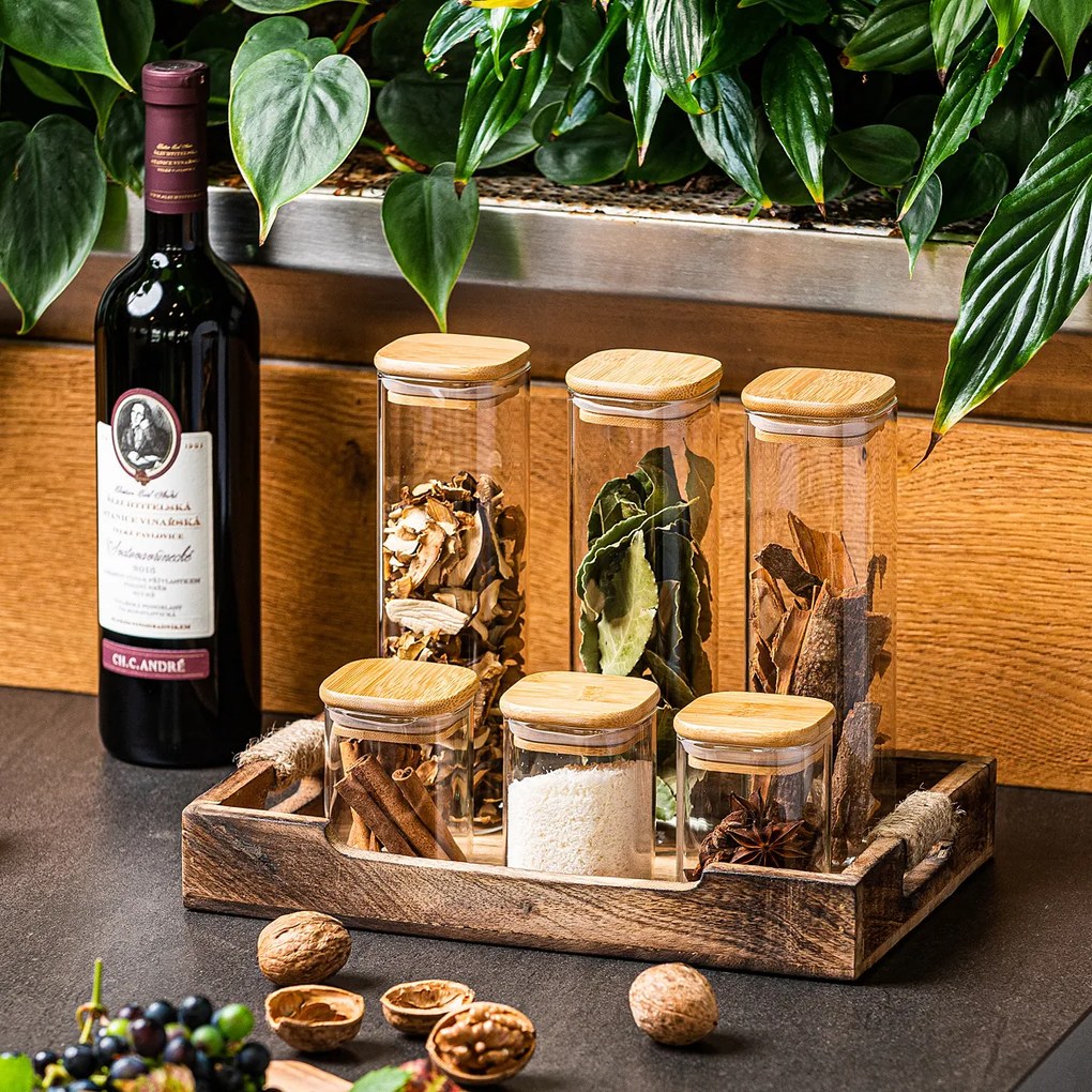 Recipient de sticlă 4Home Bamboo pentru alimente , cu capac, 540 ml, 540 ml