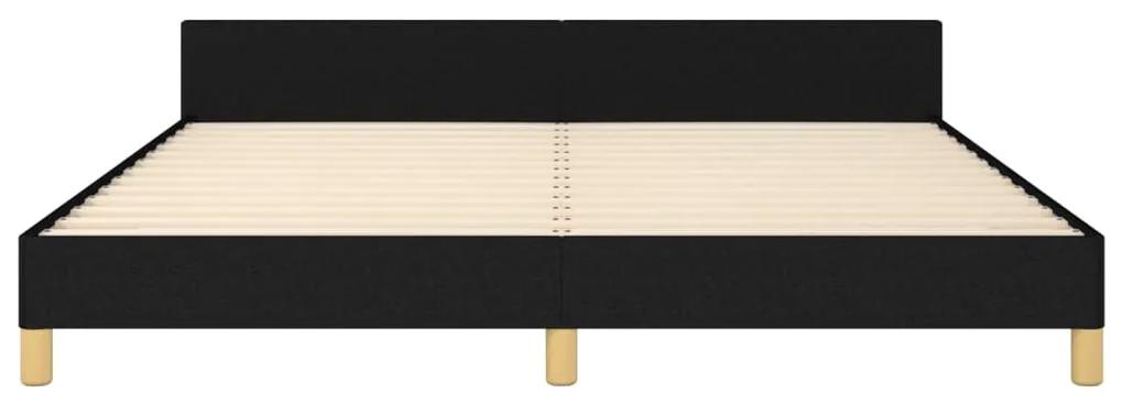 Cadru de pat cu tablie, negru, 180x200 cm, textil Negru, 180 x 200 cm, Benzi orizontale