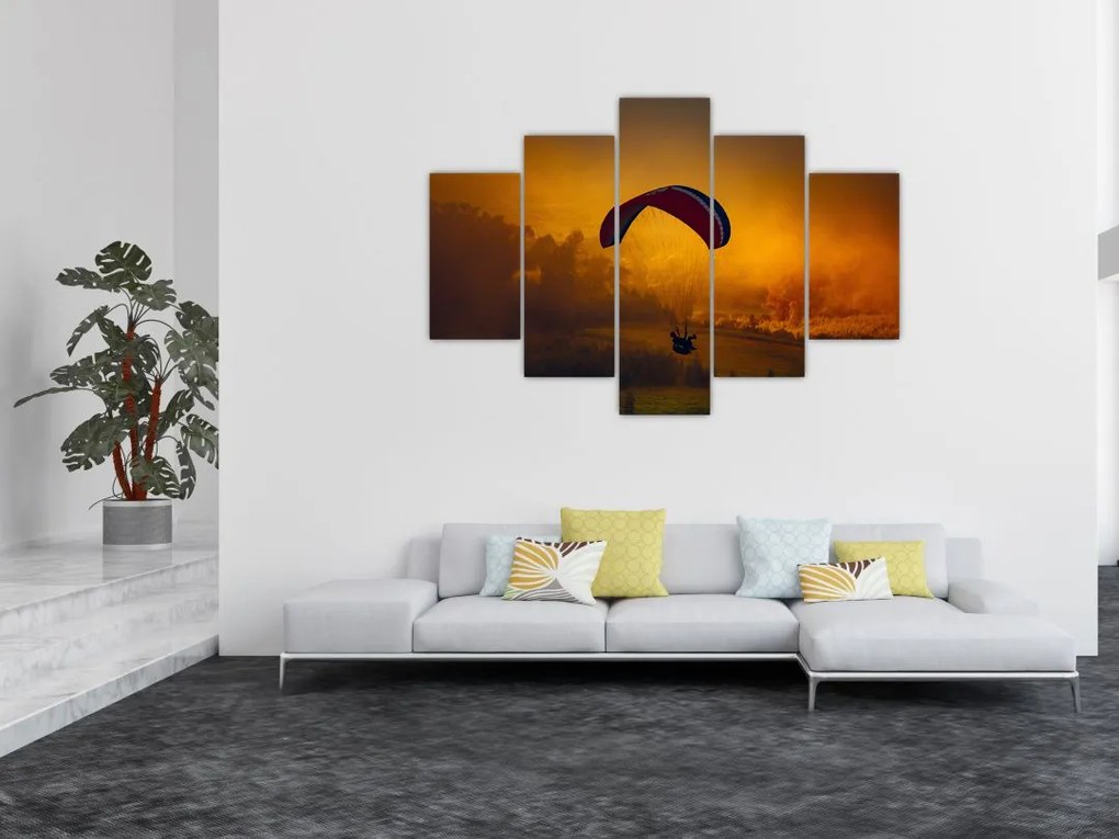 Tablou cu parașutistul în apus de soare (150x105 cm)