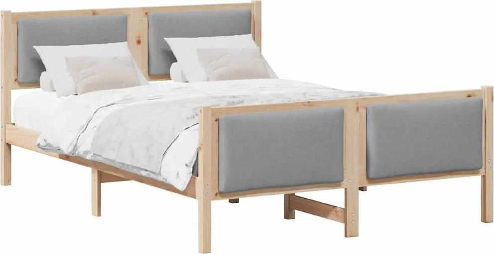 vidaXL Cadru de pat cu headboard Gri deschis 160 x 200 cm țesătură