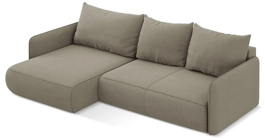 Colțar bej extensibil/cu spațiu de depozitare (cu colț pe partea stângă) Nanea – Makamii