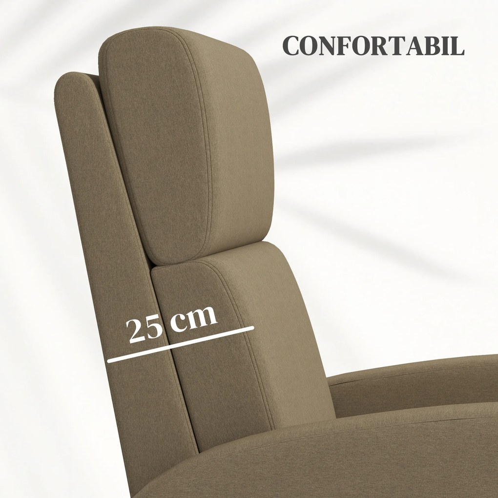 Fotoliu Relax HOMCOM Înclinabil Manual la 160° cu Suport pentru Picioare, Fotoliu Ergonomic Tapițat în Material Efect de In pentru Dormitor, Birou, Living și Sufragerie, Bej | Aosom Romania
