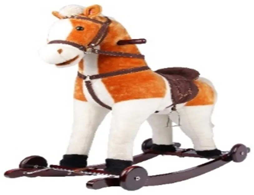 Calut balansoar din plus cu melodii NOVOKIDS ™ Rocking Horse XXL, Cu roti, Platforma detasabila, Functie trotineta fara pedale, Dimensiuni 85x37x77