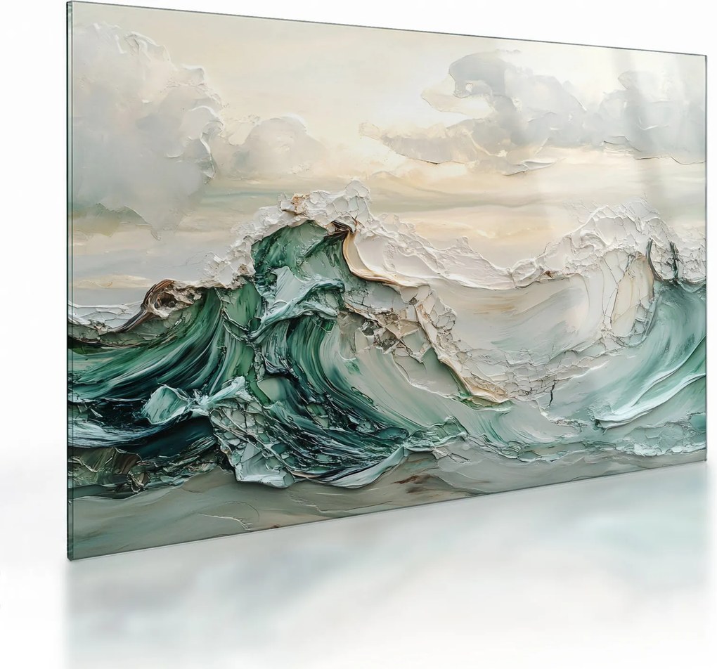 Tablou pe sticlă - Abstracție Marină 3D (70x50 cm)