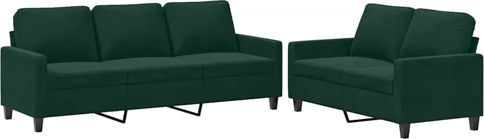 vidaXL Set de canapele cu perne, 2 piese, verde închis, catifea