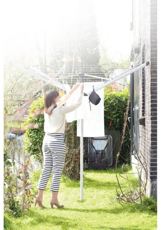 Uscator de rufe pentru exterior Brabantia Lift-O-Matic 90300266, 40 m, Inaltime reglabila, Tepusa metalica, Geanta pentru clesti, Husa, Rezistent la coroziune, Inox