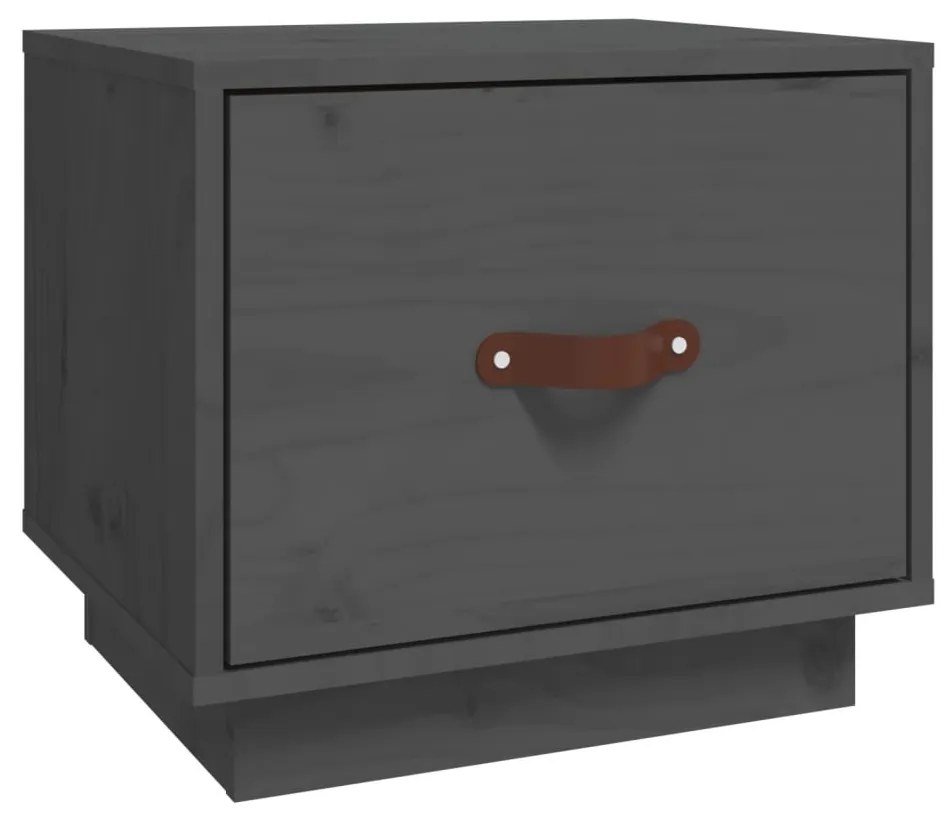 818289 vidaXL Noptieră, gri, 40x34x35 cm, lemn masiv de pin