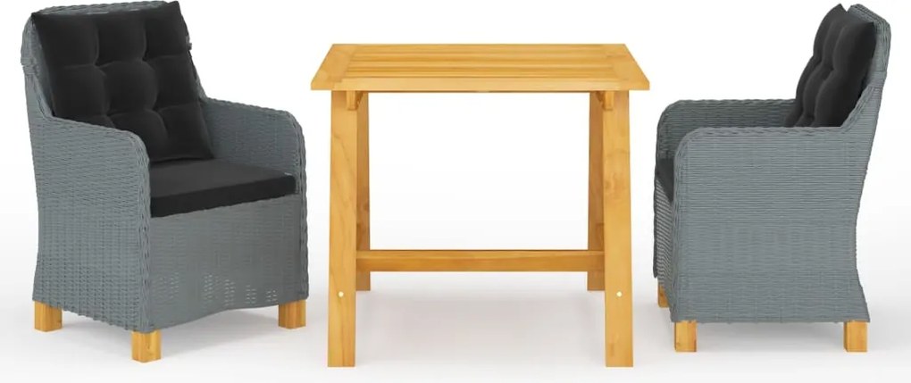 vidaXL Set de masă pentru grădină, 3 piese, gri deschis