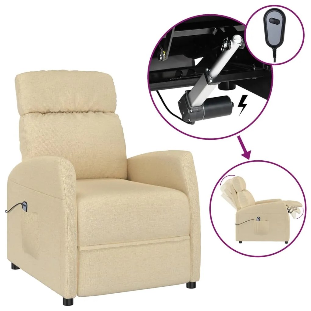 3073655 vidaXL Fotoliu de masaj electric rabatabil, crem, textil