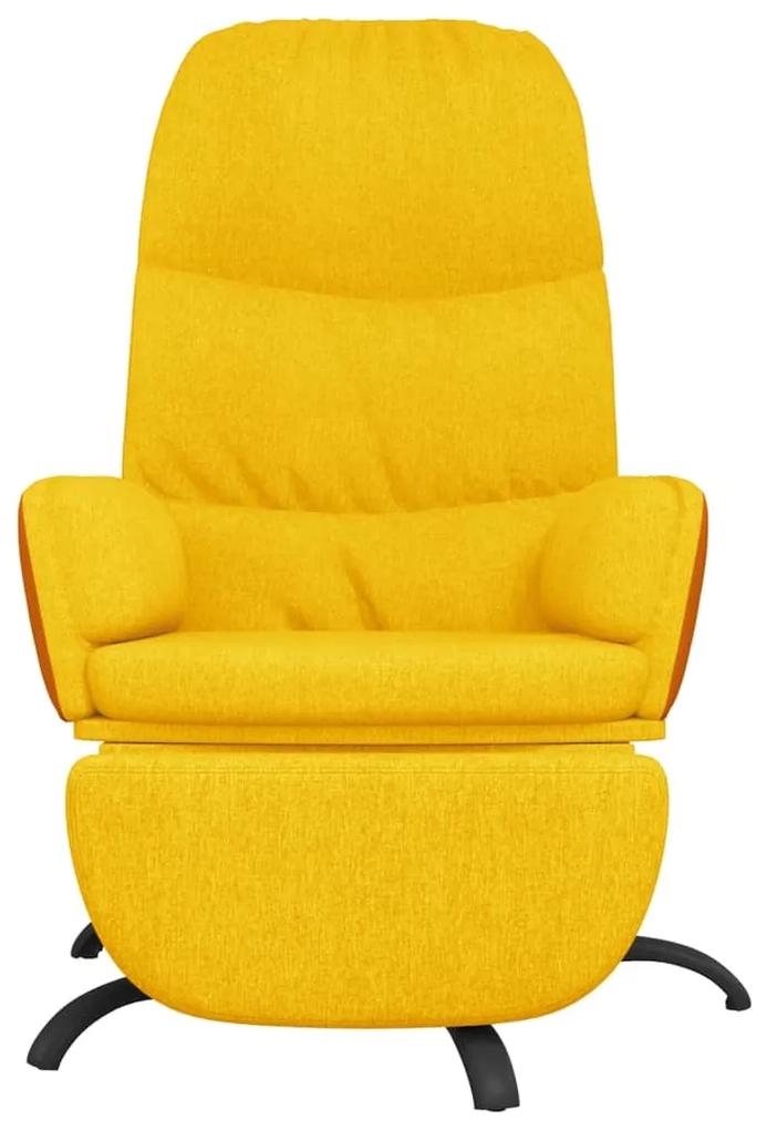Scaun relaxare cu suport de picioare, galben mustar, textil galben mustar