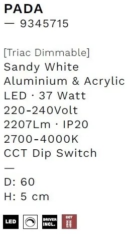 Plafoniera LED design slim PADA alb D-60cm