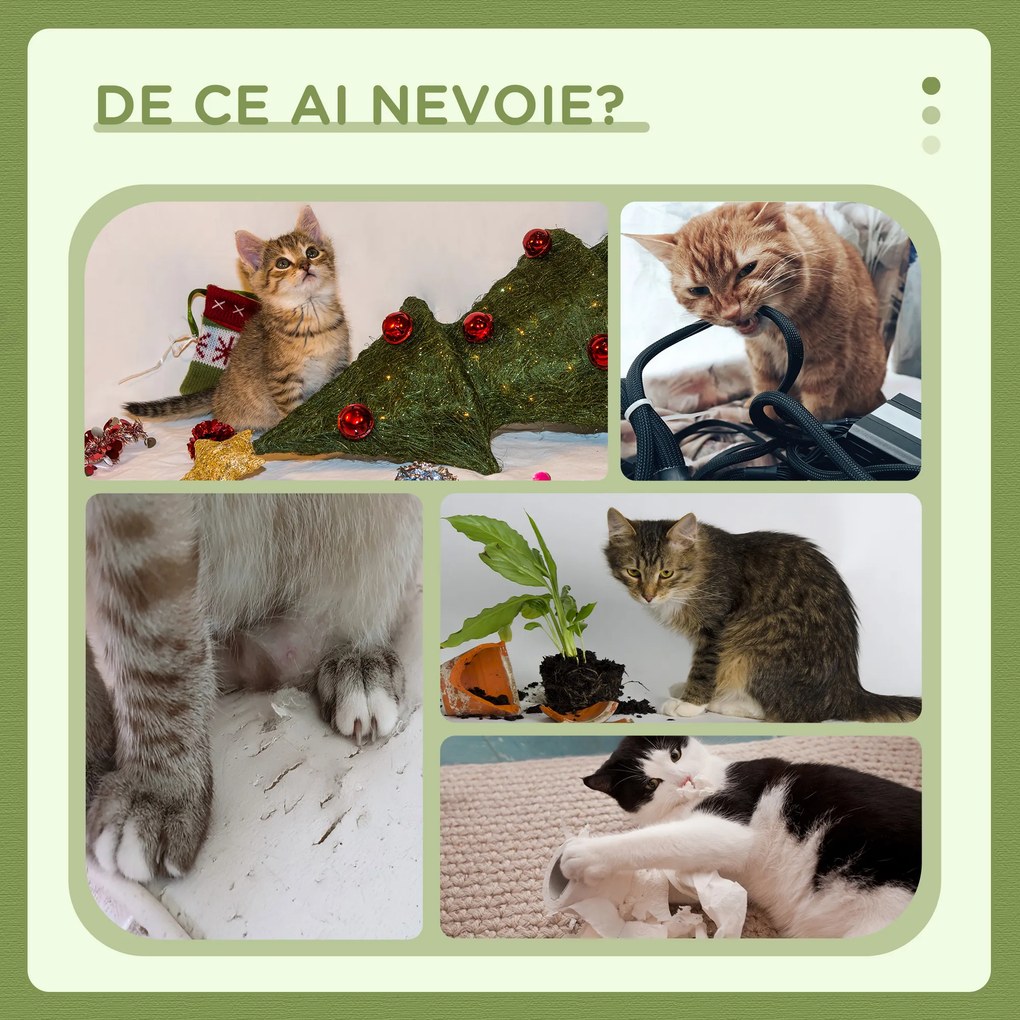 PawHut Ansamblu de joacă pentru pisici cu culcuș pentru pisici, 2 bile, platformă și stâlp din sisal, verde și alb | Aosom Romania