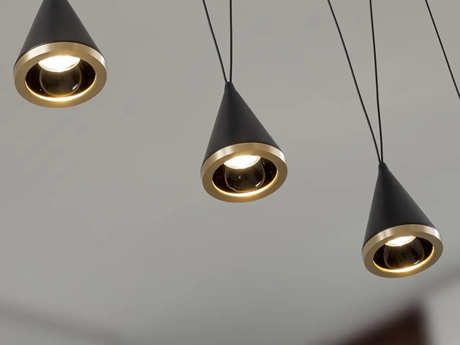 Lustra liniara cu 5 pendule suspendate LED Conic
