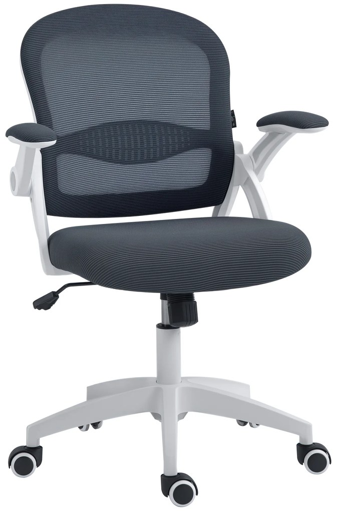Vinsetto Scaun de Birou Ergonomic cu Spătar din Plasă și Scaun Căptușit, Înalțime Reglabilă, 65,5x61,5x88-97,5 cm, Gri | Aosom Romania