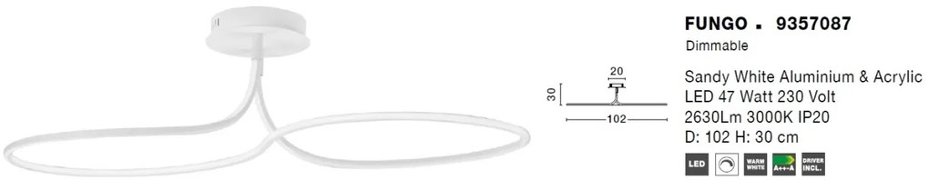 Lustra LED aplicata design modern FUNGO alba NVL-9357087