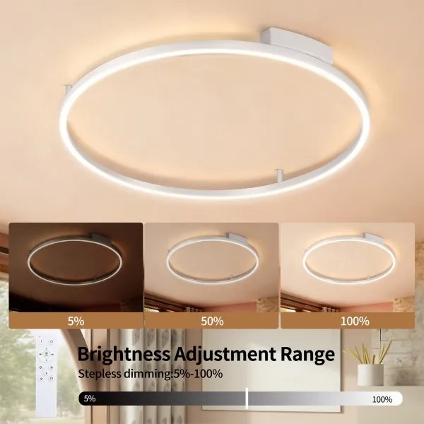 Brilagi - Lampă LED reglabilă PORTOFINO LED/60W/230V Ø 80 cm argintie +telecomandă