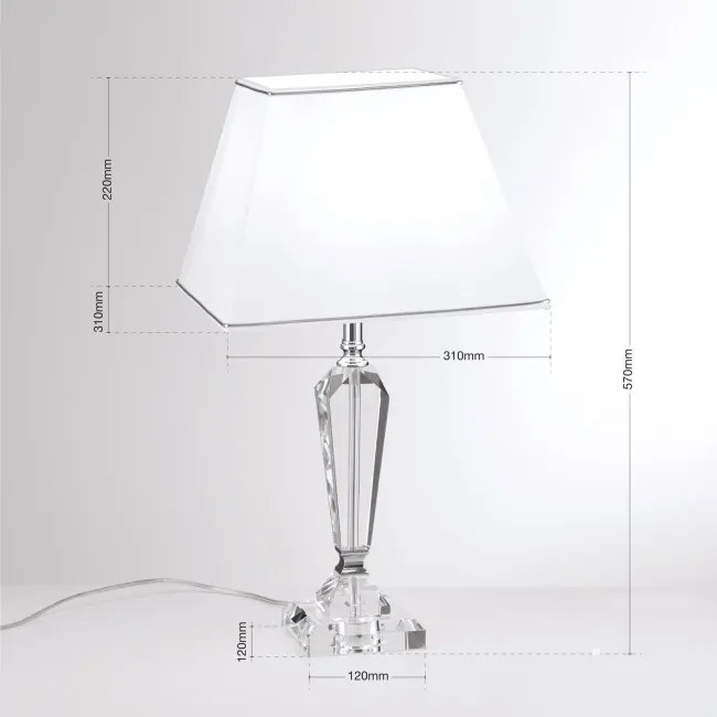Veioza, lampa de masa design LUX VERONIQUE, crom/ abajur alb