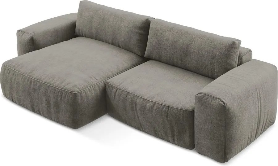 Colțar gri extensibil cu tapițerie din chenille (cu colț pe partea stângă/cu șezlong) Kuki – Makamii