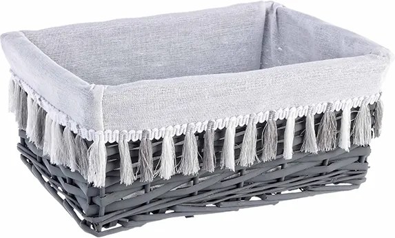 Cos decorativ polyester gri alb cu husa 34 cm x 24 cm x 14 h