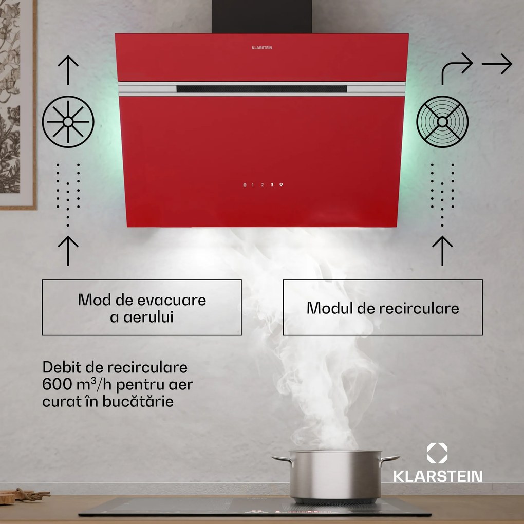 Klarstein Alina hotă, 60 cm, 600 m³/h, Silențioasă, EEC