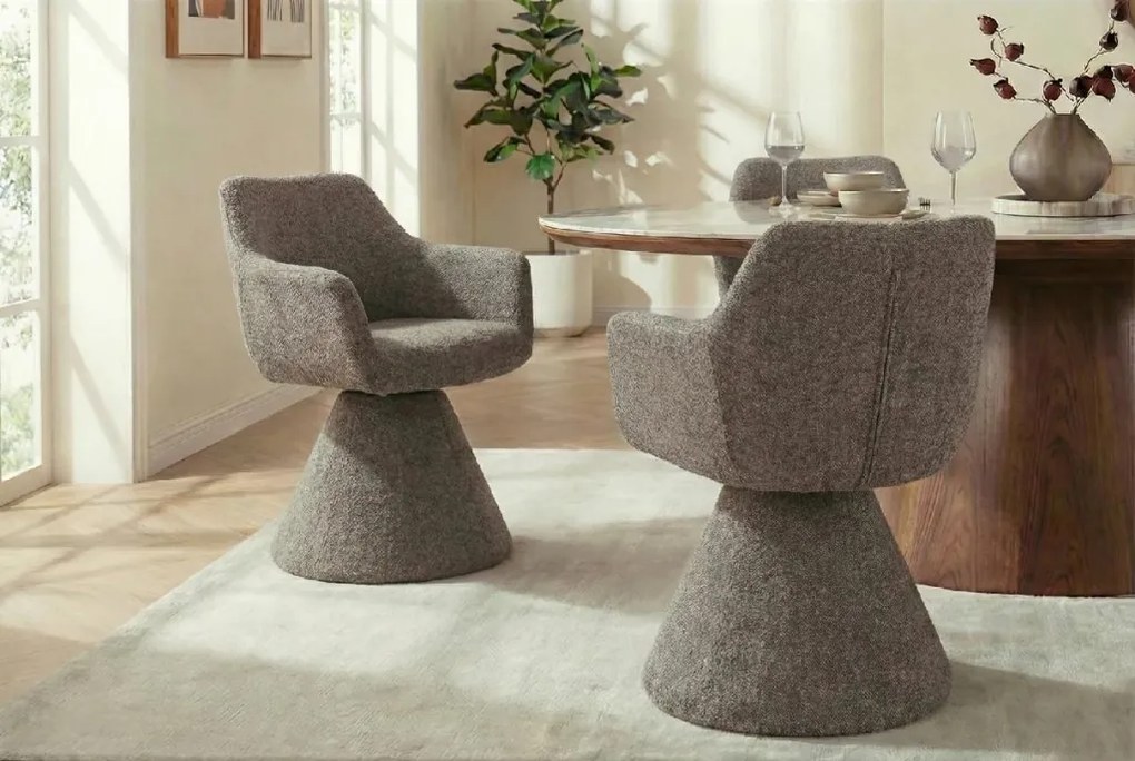 Scaun pivotant AMBIENTO tesatura Chenille maro